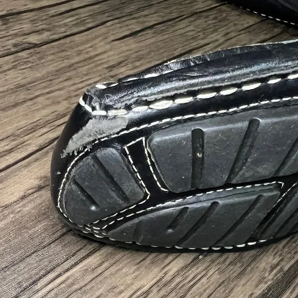 STEVE MADDEN Size 10.5 Novo Black Leather Driving Slip On Loafers Moc Toe - Picture 5 of 12